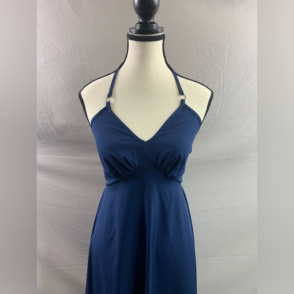 LAST ONE ๐ฅ Tie Backless Halter Neck Cami Dress Blue - Picture 7 of 9